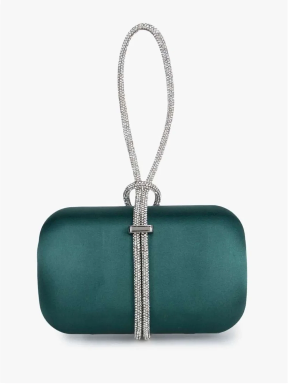 Rhinestones Evening Handbag Cariedo Green Velvet Clutch with Detachable Strap